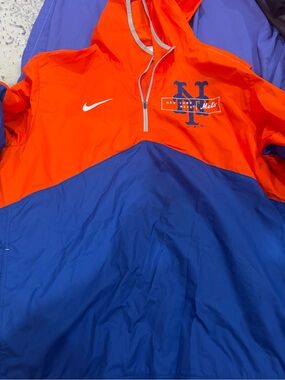 Nike Orange and Royal Blue New York Mets Pullover Windbreaker